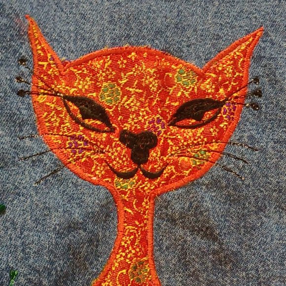 COPY - Tantrums,  womens cat embroidered denim large button up jacket. - Picture 8 of 11